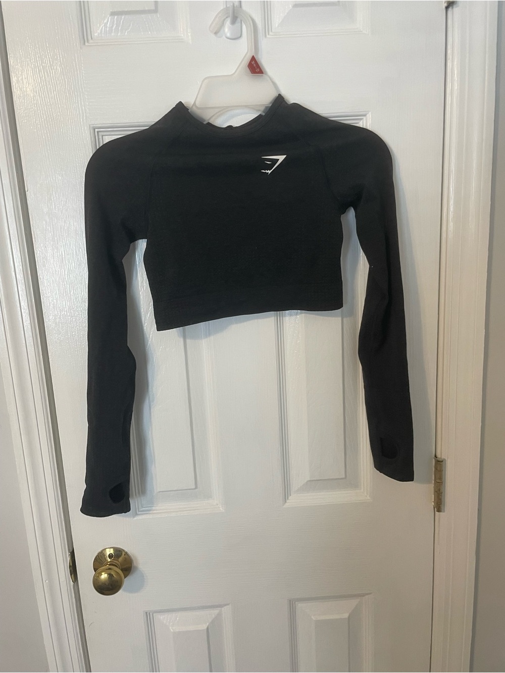 Gymshark Dark Grey Cropped Long Sleeve Top with Thumbholes